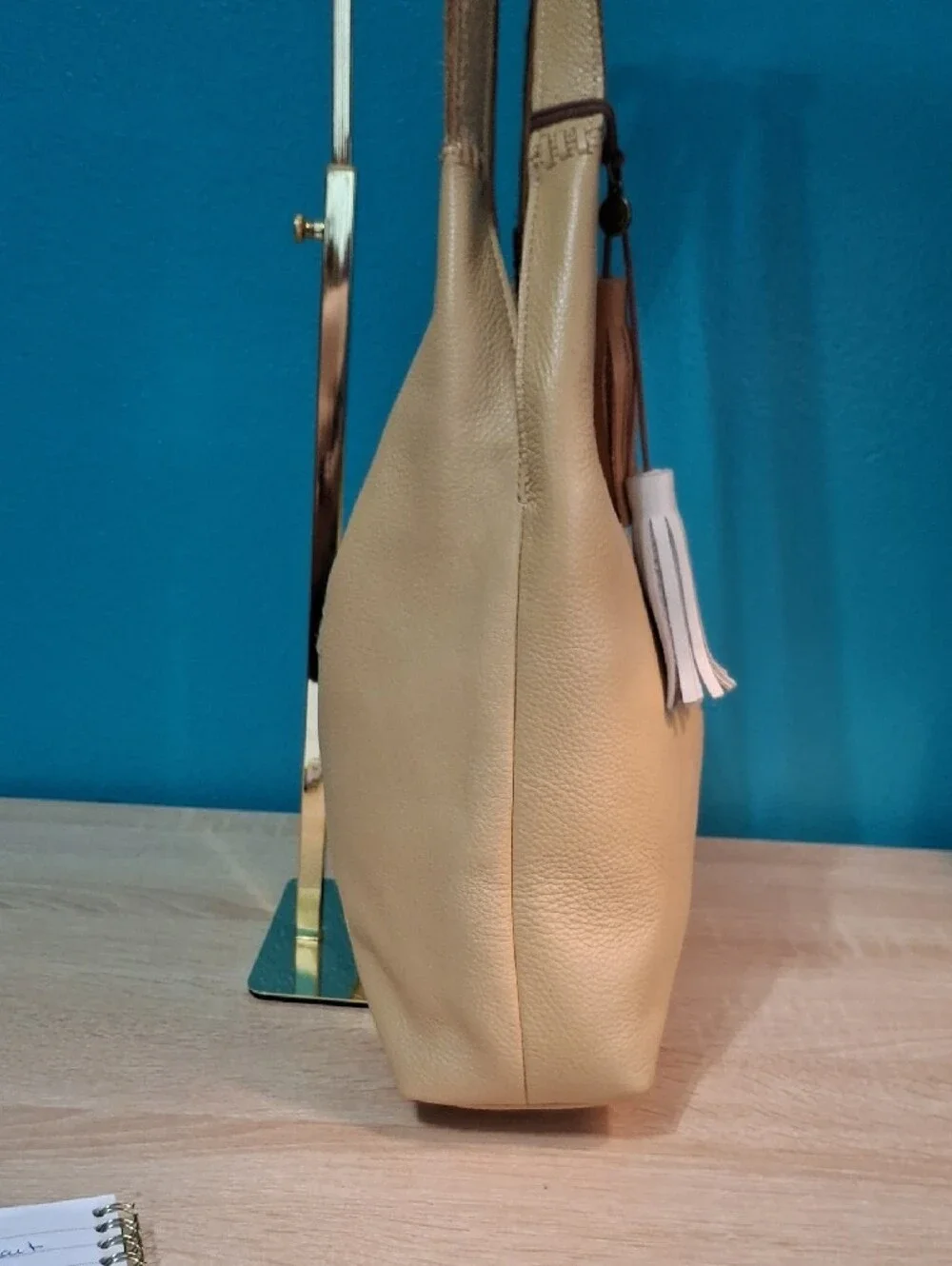The Sak HUNTLEY Leather Hobo with Tassel Accent in Color Natural - Picture 2 of 13
